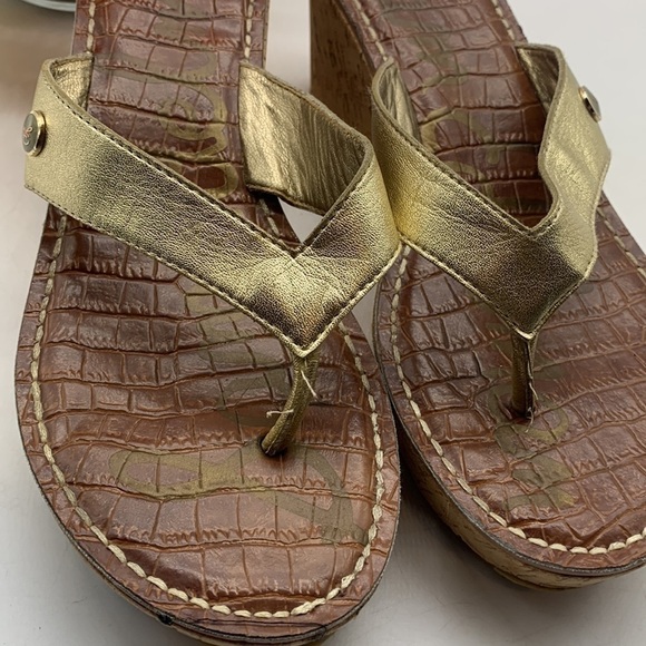 Sam Edelman Gold Cork Wedge Sandal Sz 8.5. MCW0654D - Picture 2 of 10